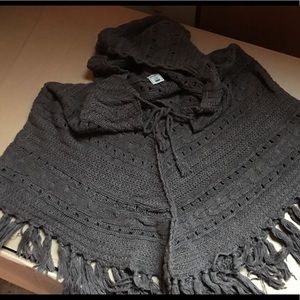 Women’s crocheted hooded pancho